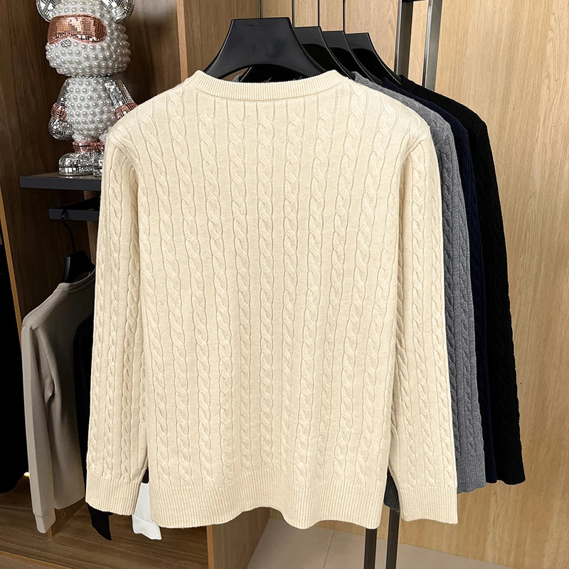 Luxus Herrenmarke Frühling Hochwertiger Strickpullover Rundhals Jacquard-Stickerei Langarm Pullover Freizeit Mode Herren C