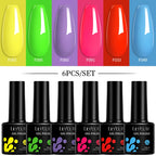 LILYCUTE 7ML 6PCS Neon Gel Nagellack Set fluoreszierend Farbwechsel Semi Permanent Soak Off Maniküre-Kit Nail Art Gel