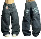 Amerikanische Y2K 2025 Neue weite Baggy Black Jeans Oversized Damen Street Casual Joker Denim-Hose Paar-Jeans Vintage Streetwear