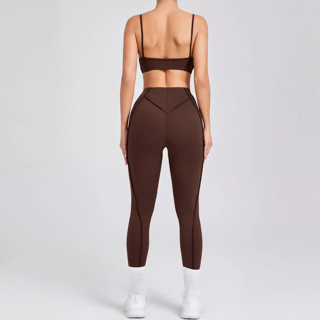 Nahtlose Yoga-Sets Sport-Fitness Hochbund-Hüfthebe-Formhose Rückenfreier BH-Anzug Workout-Gym-Leggings-Sets für Damen