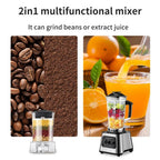 6000W Leistungsstarker Standmixer Mixer Entsafter Smoothie Maker Tischmixer 2.5L Behälter Küchenmaschine Mixer für Eis, Nüsse und Obst