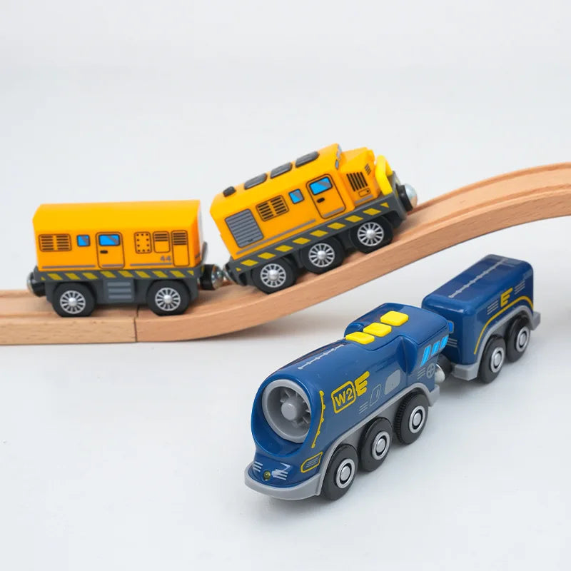 Holz Eisenbahn Lokomotive Magnetische Elektrische Auto Zug Spielzeug Passend für Biro Holz Diecast Slot Schienenbahn Weihnachten Geschenk