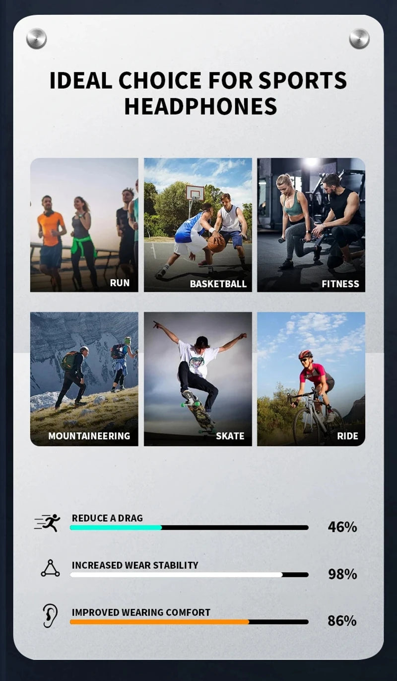 Lenovo Neue Real Knochenleitungs-Sportkopfhörer Kabelloser Ohrhörer Bluetooth-kompatibles Headset Freisprechfunktion mit Mikrofon zum Laufen