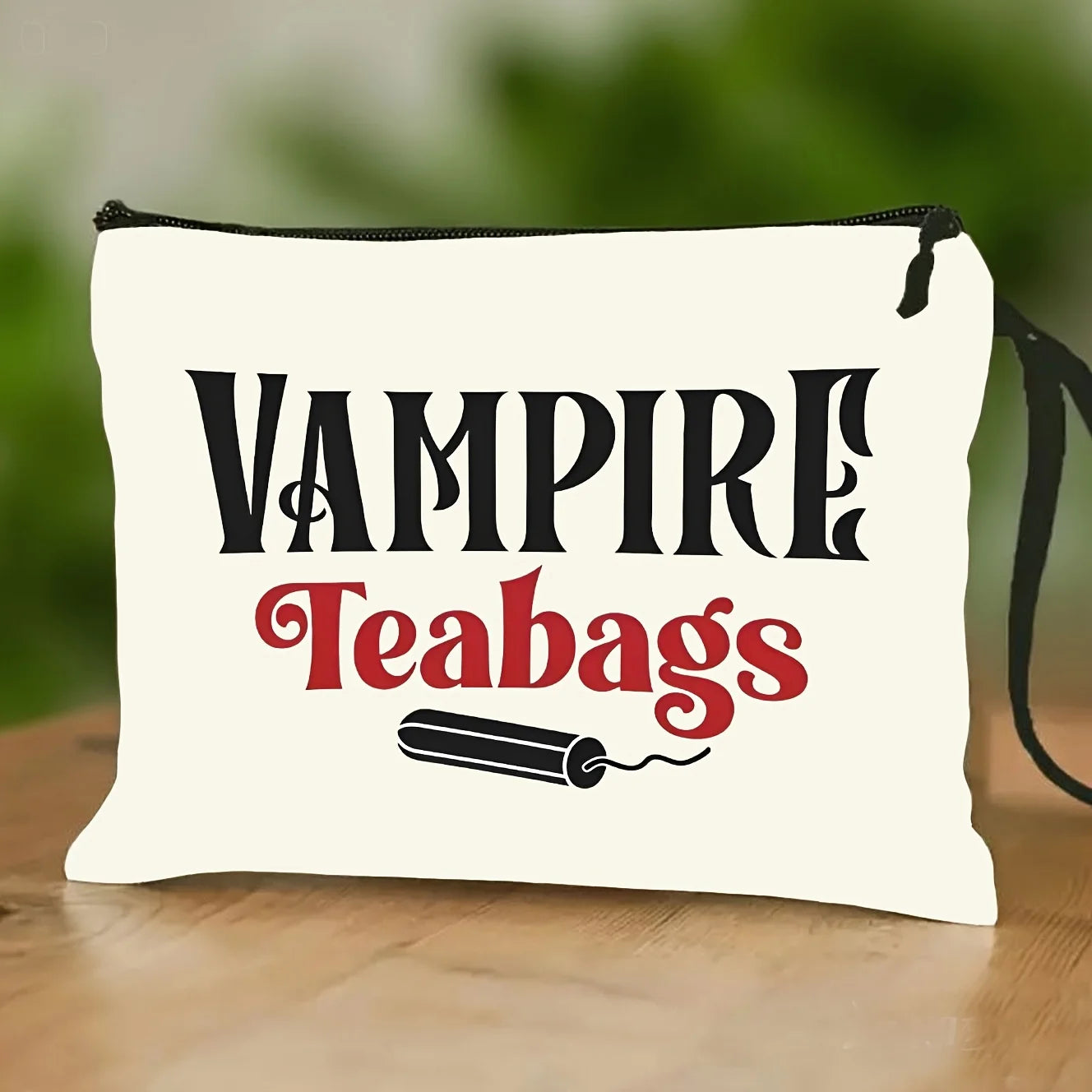 VAMPIRE Teabags Themed Kulturtasche Menstruationstasse Beutel Modische Tragbare Reise-Organizer Kreative Handgelenktasche Make-up-Taschen