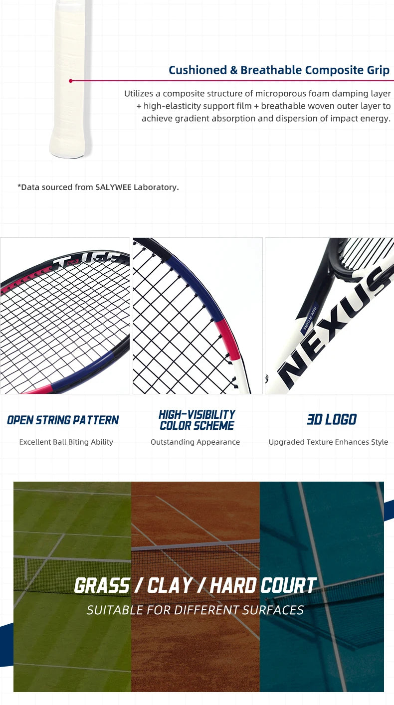 NEXUS Carbon Tennisschläger, Speed Aesthetic Design, breiter stabiler Dreiecksrahmen, geringer Windwiderstand und hohe Kontrolle