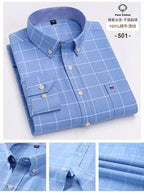 100 % Baumwolle Oxford Herrenhemden Langarm Kariert Weich Regular Fit Festliches Hemd Tasche Sozial Bluse Herrenkleidung S-7XL