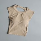 Sexy rückenfreie Sportweste Damen mit fixiertem Brustpolster Eng anliegend Schnell trocknend Schmale Passform Yoga Top Atmungsaktives Fitness-Shirt