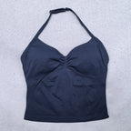 Verstellbares Sport-Neckholder-Oberteil Damen Rückenloses Gym-Top mit integriertem BH Yoga-Kleidung Ärmellose Shirts Workout-Outfits Tanktop