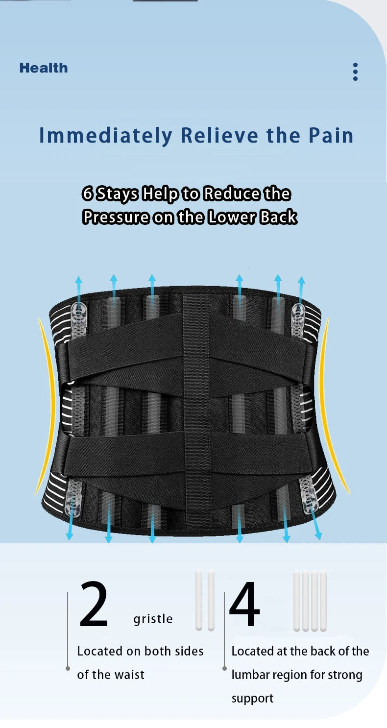 Back Braces Waist Belt Men Women Work Lower Back Pain Relief Breathable Anti-skid Spine Lumbar Support Belt