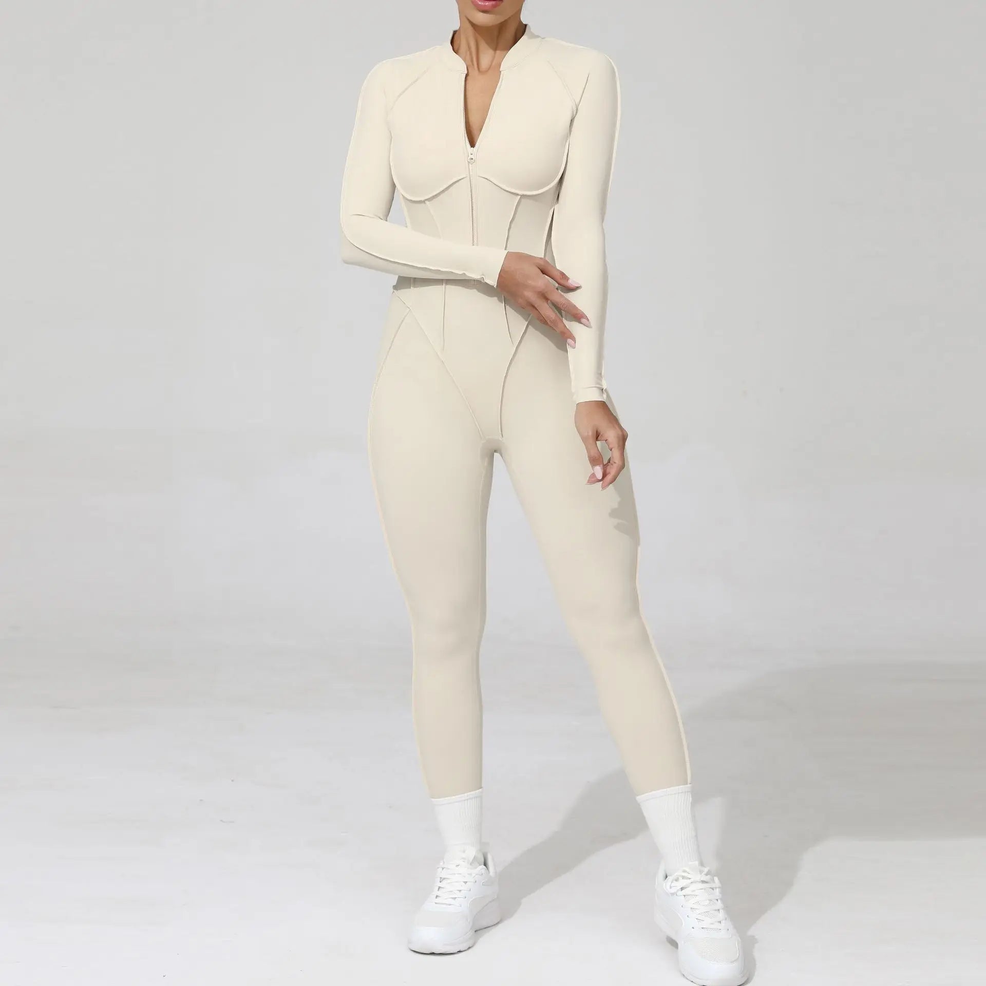 Damen-Trainingsanzug Fitness-Workout Sportkleidung Outfit Reißverschluss-Jumpsuit Yoga Fitness Overall Set Offene Rücken Bodysuits Anzug für Damen