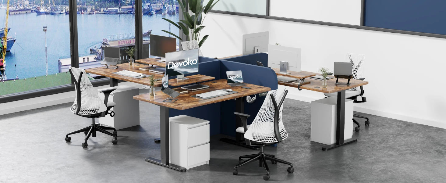 Devoko elektrischer höhenverstellbarer Schreibtisch 120 × 60 cm mit Monitorständer Ergonomischer Sitz-Steh-Schreibtisch (Weiß)