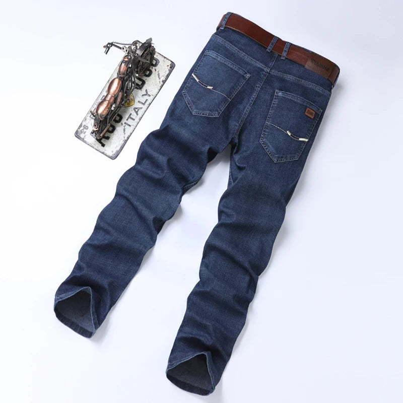 Wthinlee 8 Models Spring Autumn Business Jeans Men Casual Straight Stretch Fashion Classic Work Denim Trousers Brand Clothing