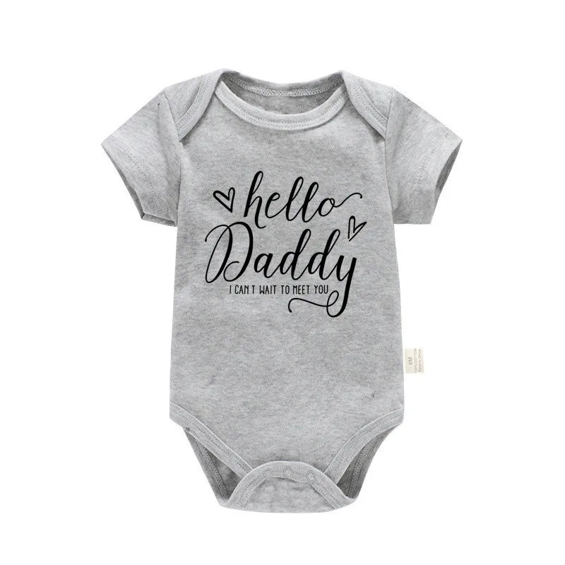 Schwangerschaftsverkündung Hallo Papa, ich kann es kaum erwarten, dich kennenzulernen Neugeborenes Baby Mädchen Kurzarm-Strampler Weicher Baumwoll-Body Strampelanzug