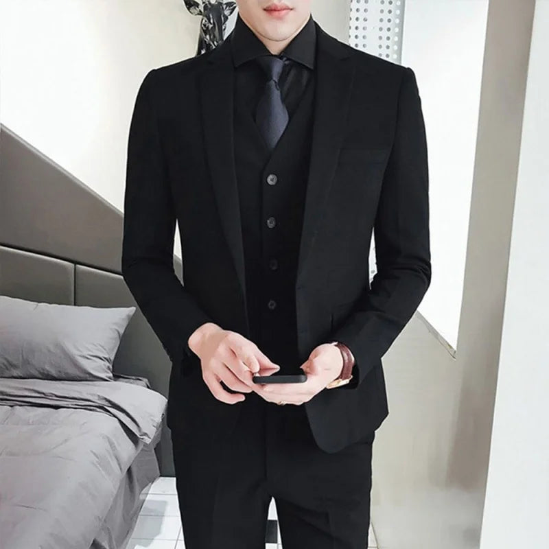 Neue Anzüge (Blazer + Weste + Hose) Herrenmode Business Hochzeit Gentleman Voller Professioneller Interview Formeller Freizeit Anzug