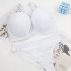 DaiNaFang Sexy BH-Set Grün Schwarz Beige Rot Weiß Lila Spitze Schleife Blumen Unterwäsche für Damen Übergröße Dessous