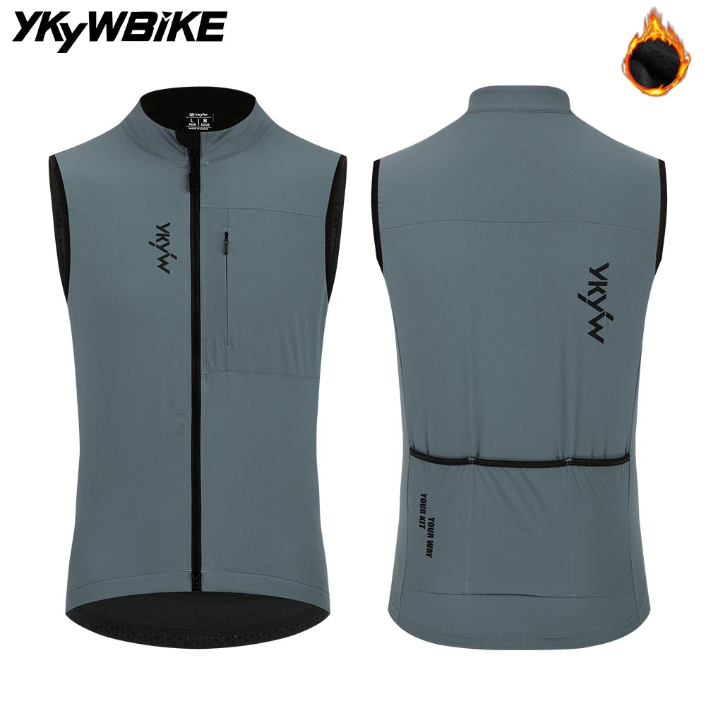 YKYWBIKE Herren Radsport Gelit Thermo-Fleece Fahrrad Windjacke Ärmellose Weste Winddicht Wasserdicht Radfahren
