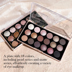 18-Farben-Lidschatten-Palette – Perlglanz, Matt, feiner Schimmer, Glitzer, Erdtöne, langanhaltend, hochpigmentiert