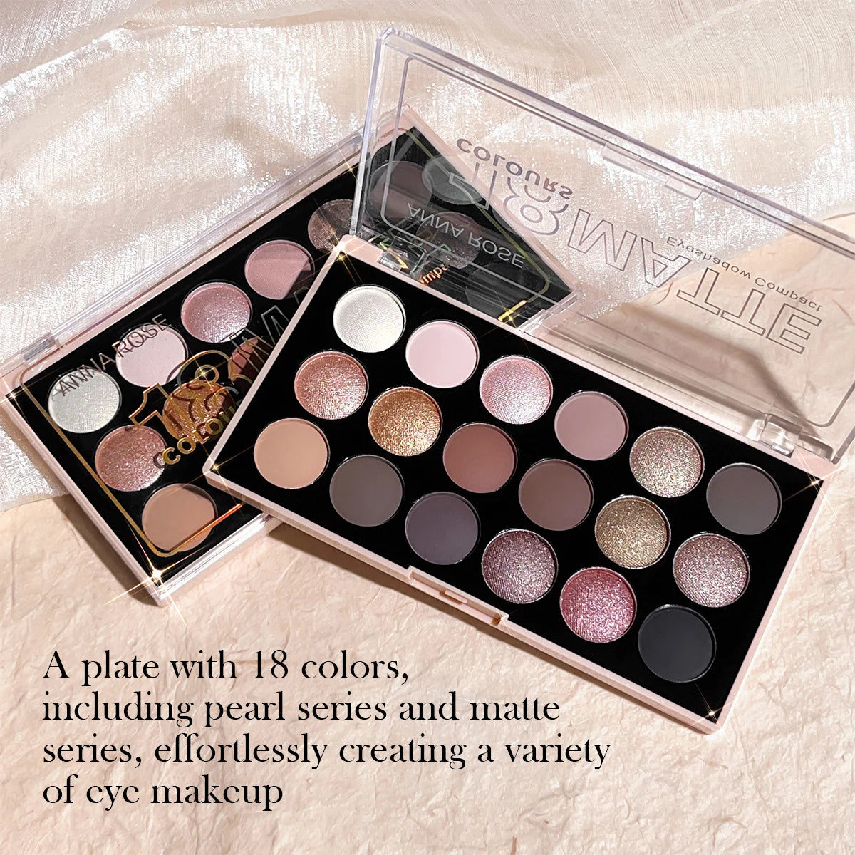 18-Farben-Lidschatten-Palette – Perlglanz, Matt, feiner Schimmer, Glitzer, Erdtöne, langanhaltend, hochpigmentiert
