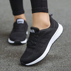 Damen Freizeitschuhe Mode Atmungsaktive Walking Mesh Flache Schuhe Sneakers Weiß Damen Fußbekleidung