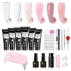 24-teiliges Set 20ml Poly Nail Extension Gel Kit Mini-UV-Lampe Versiegelung mit Basislack Überlack Professionelles Poly-UV-Nagelgel-Kit Starter-Kit