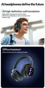 AI LCD Touchscreen Shock Bass Headsets HIFI Sound Kabellose Bluetooth-Kopfhörer ANC Geräuschunterdrückung Gamer-Ohrhörer mit Mikrofon