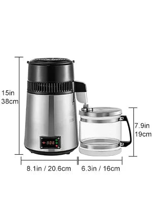 VEVOR 4L Wasserdestilliergerät Destillierapparat Filter Brennerei Reiniger Mondschein-Apparat DIY Spender-Kit für Haushaltsgeräte