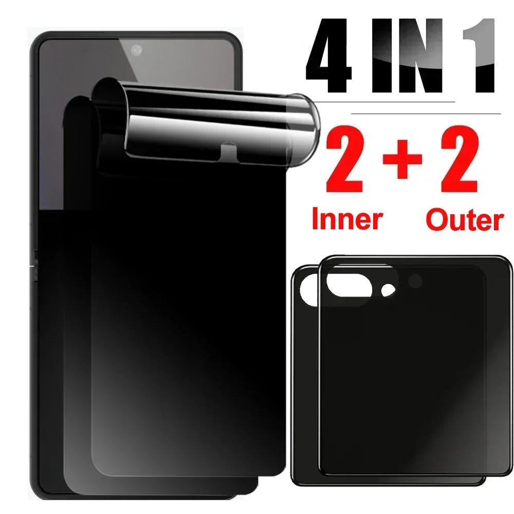 4in1 Blickschutzfolie Innen & Außen Hydrogel Anti-Spionage-Folien für Samsung Galaxy Z Flip 7 Flip7 Anti-Schnüffel-Schutz