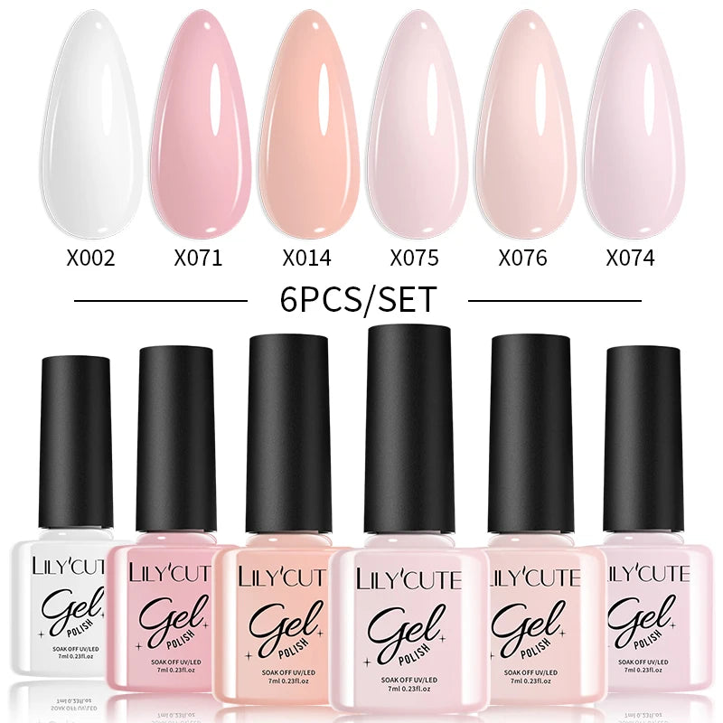 LILYCUTE 6PCS Gel-Nagellack-Set Sommer Neon Nagellack-Gel-Kits für DIY Nagel Semi-Permanenter UV-Lampe Gellack Nagellack-Set