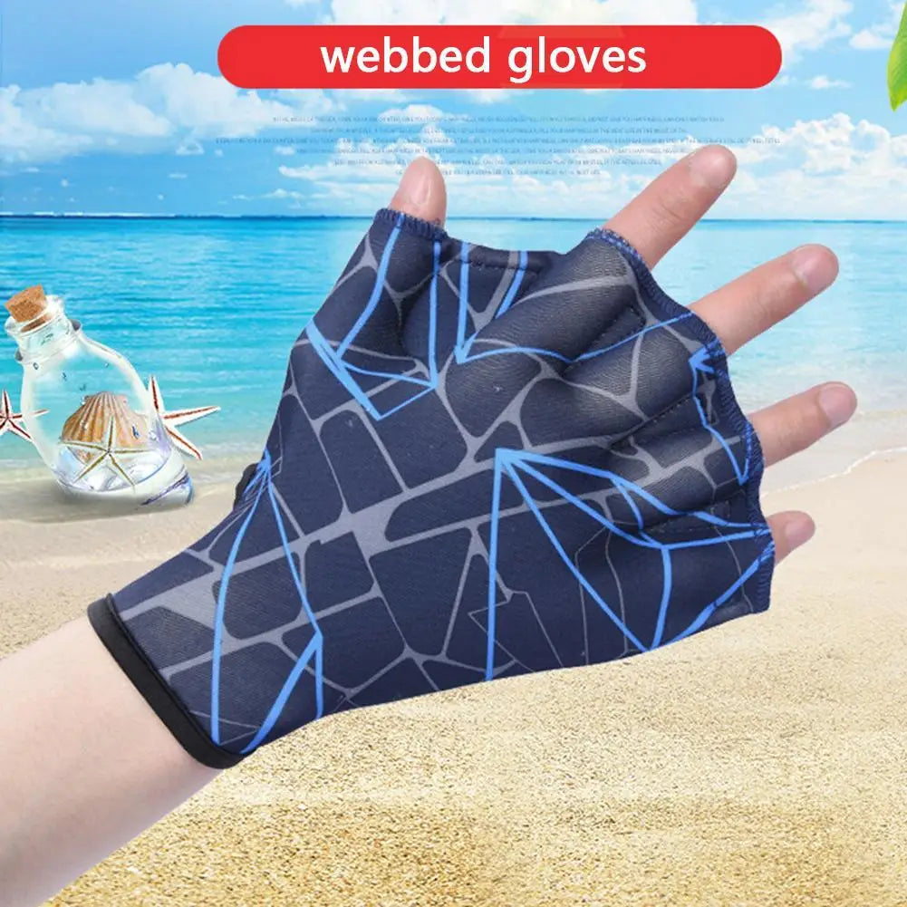 2x Swimming Hand Fins Flippers Finger Webbed Women Men Paddle Water Sport Gloves for Swimming Training Mittens Main image