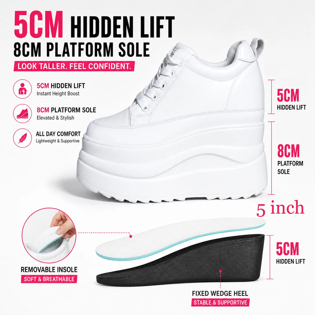 Fujin 13cm 2025 Echtes Leder Plateau Keilabsatz Flats Schuhe Chunky Sneaker Lässige Bequeme Hochwertige Herbst Spaziergangsschuhe