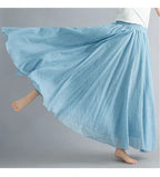 Neue 2020 Damen Leinen Baumwolle Lange Röcke Elastische Taille Plissierte Maxi Röcke Strand Boho Vintage Sommer Röcke Faldas Saia