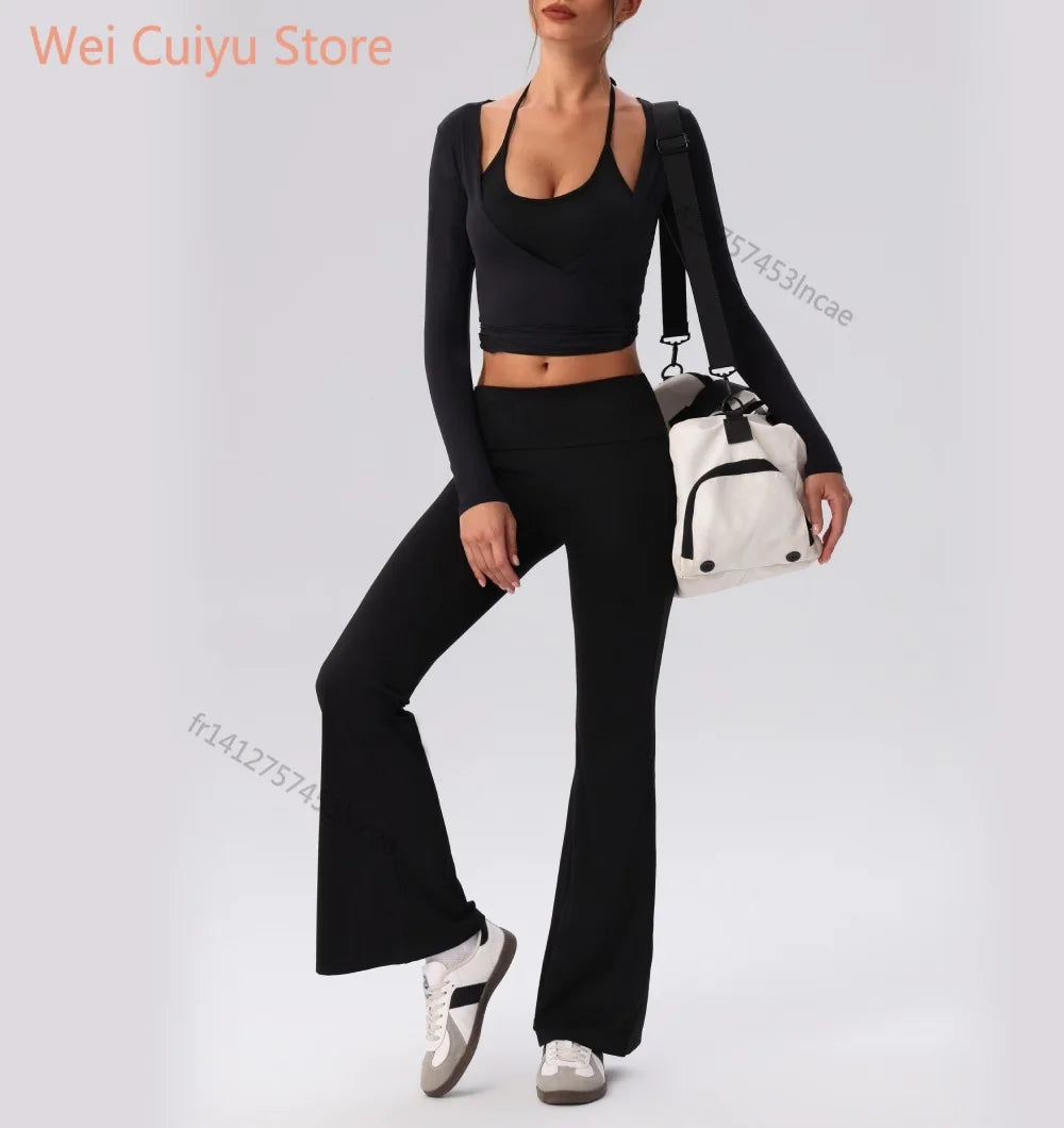 Yoga Sportshirt Blusen Pilates Crop Top Fitness Damen Langarm T-Shirt Oberteile Sweatshirt Sportbekleidung Damen Gym Yoga Kleidung