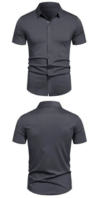 Herren Stretch Hemd Bügelfreie Hemden Regular Fit Kurzarm Stretch Business Casual Button-Down Hemden