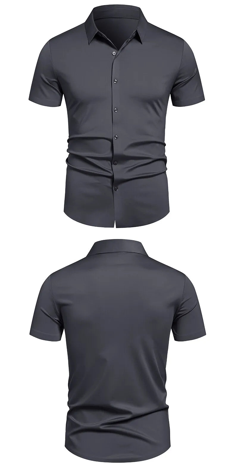 Herren Stretch Hemd Bügelfreie Hemden Regular Fit Kurzarm Stretch Business Casual Button-Down Hemden