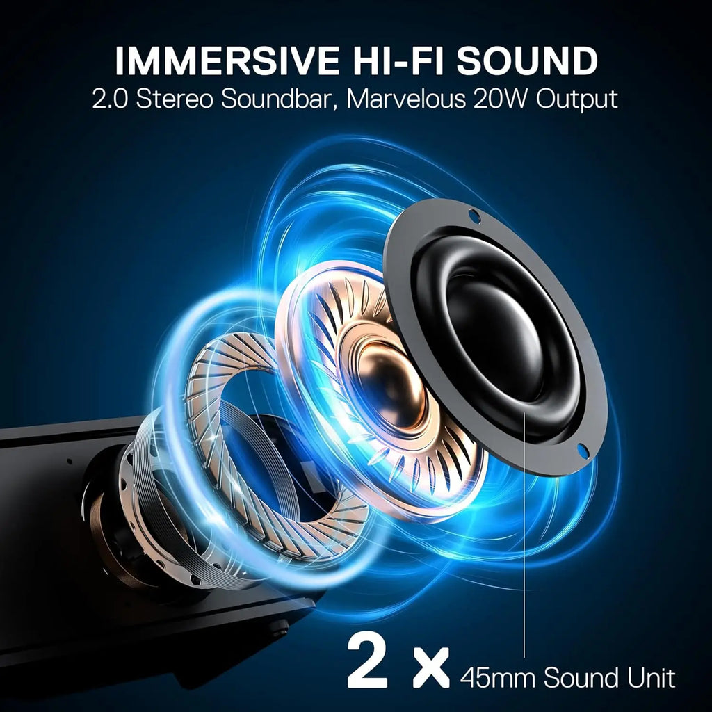 Redragon GS821 Computer-Soundbar – Hi-Fi-Stereo-PC-Lautsprecher mit BT 5.3, optischem/HDMI ARC/AUX/USB-Anschluss, 3 EQ-Modi,