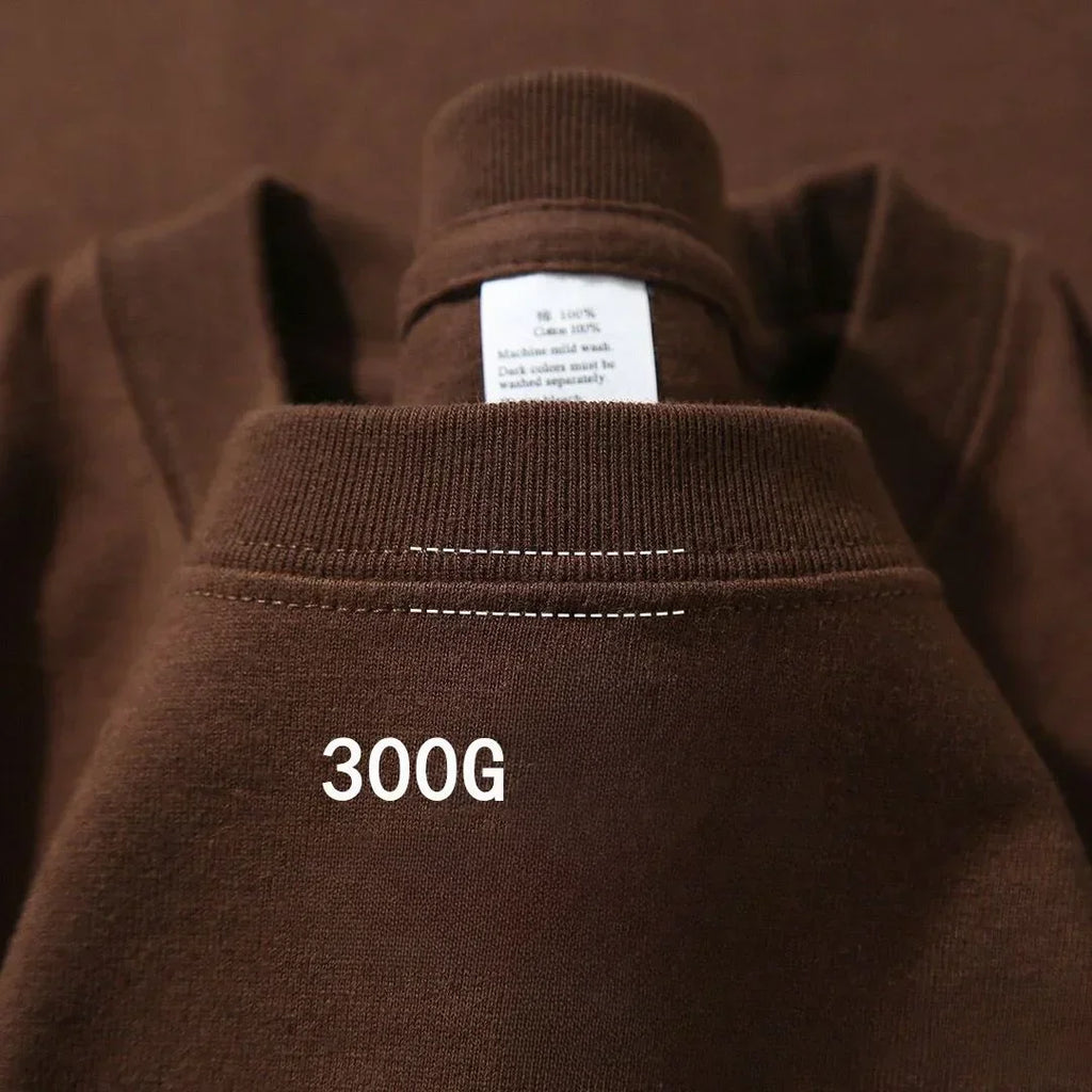 Sommer Baumwolle Strapazierfähiges 300-Gramm-T-Shirt aus amerikanischer Reinbaumwolle für Herren mit kurzen Ärmeln, lässiges Basic-Oberteil, Oversized T-Shirt