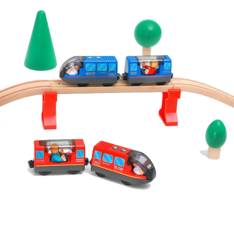 Kinder elektrische Eisenbahn Lokomotive Magnetischer Zug Waggon Diecast Slot Spielzeug Passend für Holzeisenbahn Gleis Spielzeug für Kinder Geschenk