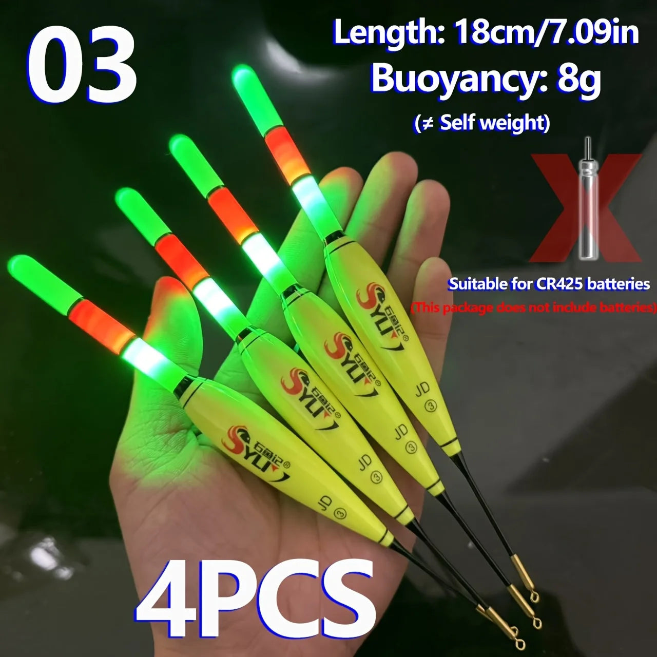4PCS Angeln Nachtpose Elektronische Leuchtende Fette Sichtbarkeit Europäische Karpfenangelset Leuchtpose (Ohne Batterie)