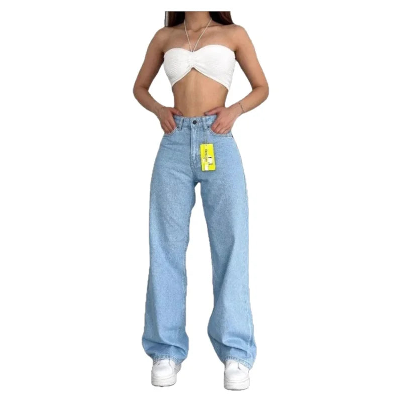 High Waist Straight Leg Jeans Große Größen Modische Frühling Herbst Lange Hosen Bequemer Freizeitstil Russische grenzüberschreitende Mode