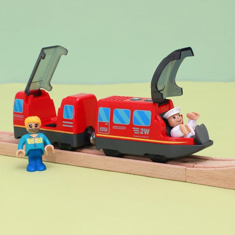 Batteriebetriebener Lokomotiven-Geldzug für Holzeisenbahnschienen, leistungsstarker Motor, elektrischer Schnellzug für Jungen und Mädchen als Geschenk