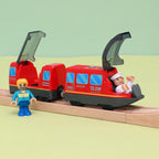 Batteriebetriebener Lokomotiven-Geldzug für Holzeisenbahnschienen, leistungsstarker Motor, elektrischer Schnellzug für Jungen und Mädchen als Geschenk