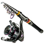 1.8-3.6m Kohlefaser Angelrute und Rollen-Set, superharte Teleskop-Angelrute, Spinnrollen-Set, max. Widerstand 3-8kg Pesca
