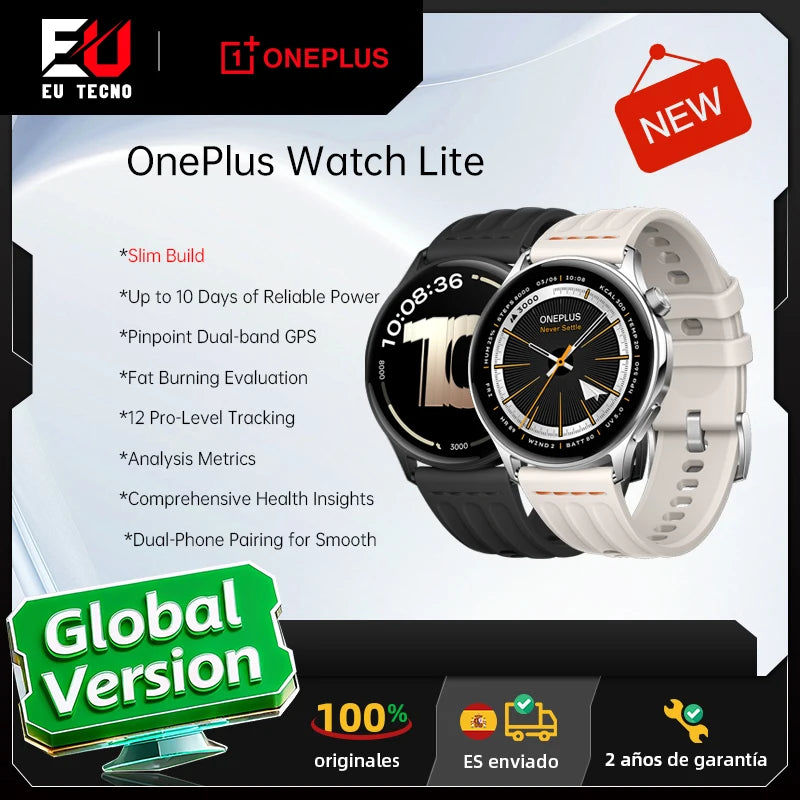 OnePlus Watch lite Smartwatch, 1,46 Zoll Display, 59 g, 10 Tage zuverlässige Akkulaufzeit, Herzfrequenz, Blutsauerstoffüberwachung