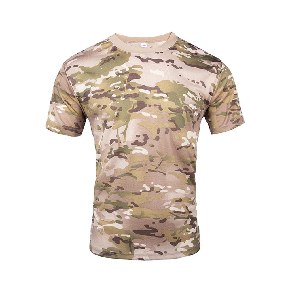 Outdoor Sports Men T-Shirts 3D Camouflage Quick Dry O Neck Short Sleeve Tops Shirt Camo Hiking Hunting T Shirt