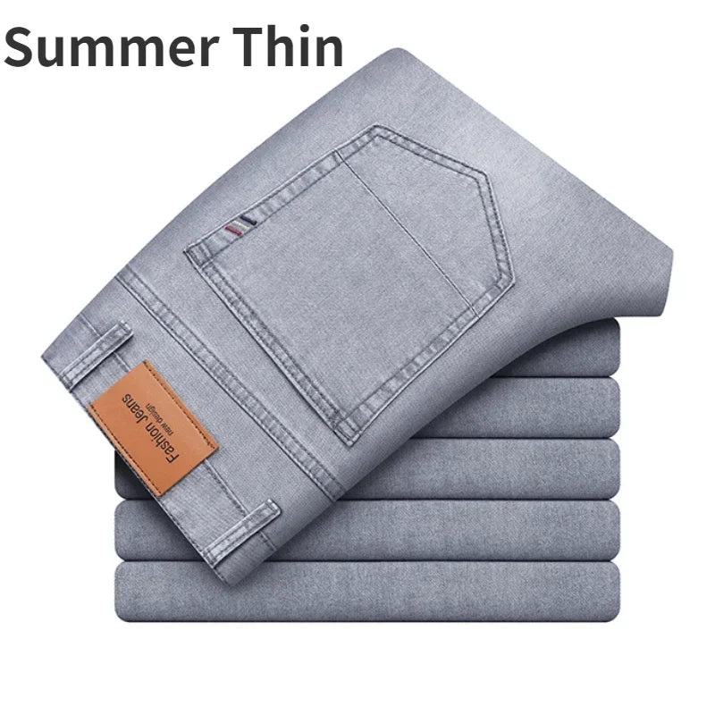 Herrenhose Büro Business Jeans Herren Klassische Blau Schwarz Baumwolle Stretch Straight Denim Hose Herren Marken Hosen