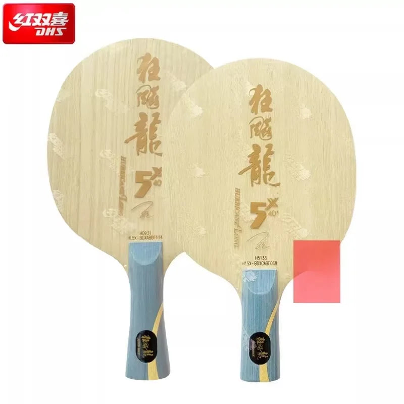 DHS Hurricane Long 5X Ma Long Profi-Tischtennisholz mit innerem Carbon-Griff Offensiv-Topspin-Tischtennis-Schlägerkombination für Sport