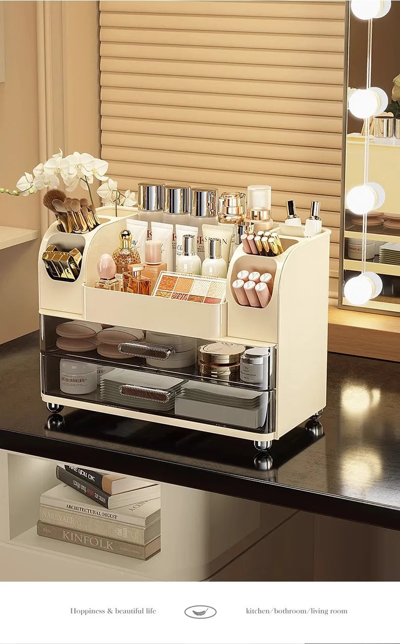 Desktop cosmetics storage box, makeup box, high-end dressing table, skincare product sorting box, dressing table storage rack