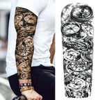 Kompass Roboterarm Temporäre Tattoos Ärmel für Männer Frauen Realistische Gefälschte Totenkopf Engel Ganzarm Tattoos Maori Totem Tattoo Aufkleber