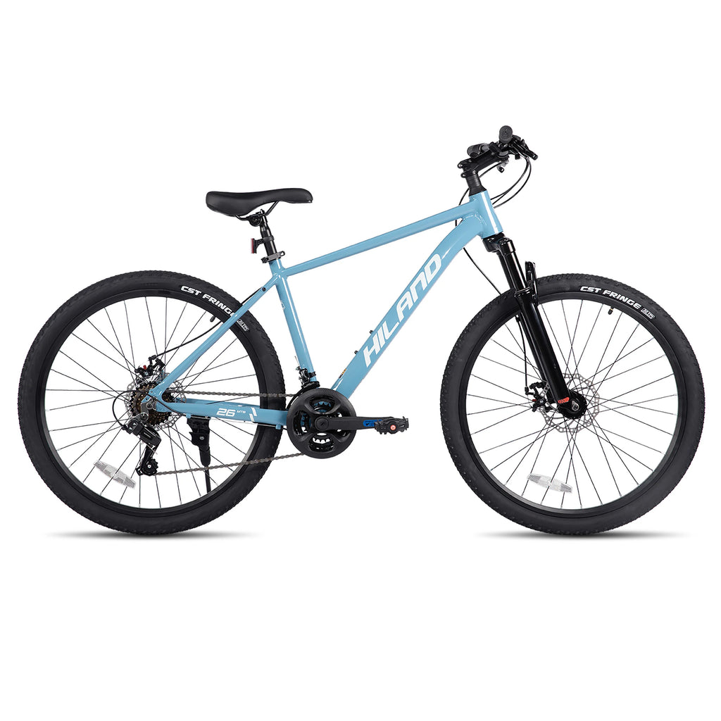 HILAND 26 Zoll Mountainbike aus Aluminiumlegierung für Damen und Herren, 21-Gang-Fahrrad mit mechanischen Scheibenbremsen, Federgabel