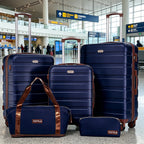 Premium 5-teiliges Hartschalen-Gepäckset, multi-Größen 20/24/28 Zoll Reise-Trolley-Koffer, leichtgängige 360°-Rollen mit TSA-Sicherheitsschloss, komplettes Reise-Set mit Handtasche & Kosmetiktasche
